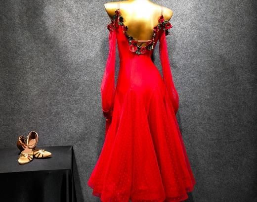 モダンドレス スタンダードドレス WS0611D ブラック M 社交ダンス モダン