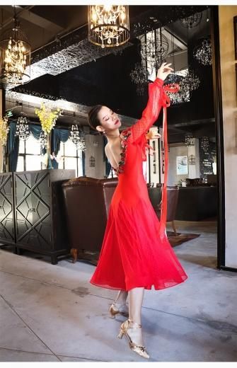 モダンドレス スタンダードドレス WS0611D ブラック M 社交ダンス モダン