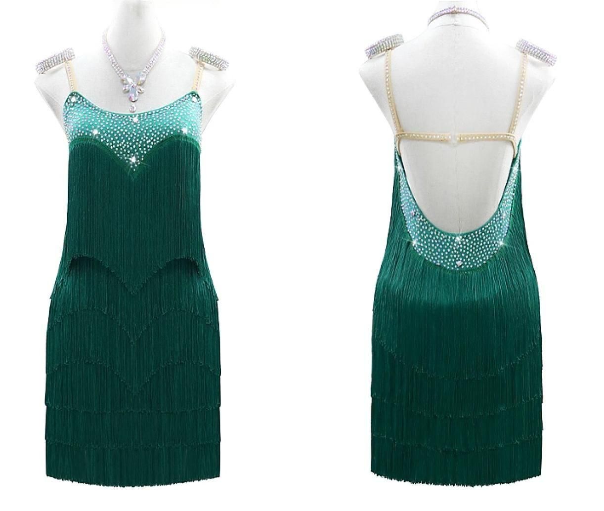 送料無料 【サイズオーダー可】 社交ダンスドレス パーティ― デモ