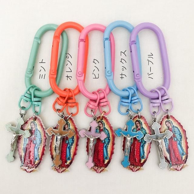 カラビナ×グアダルーペ キーホルダー シルバー - メキシコ雑貨