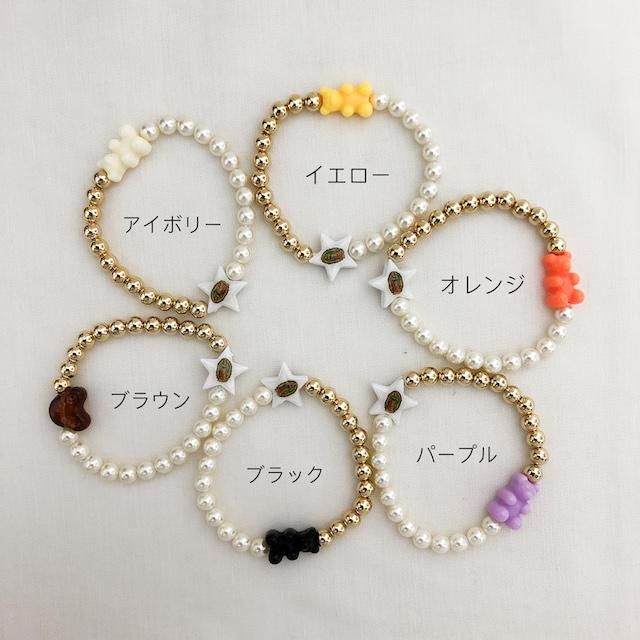 ベア パール&ゴールド ゴムブレスレット - メキシコ雑貨 通販