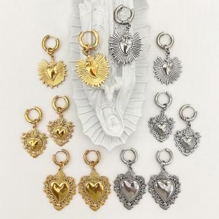 ステンレス コラソン フープピアス