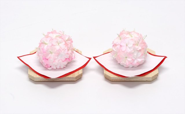 <雛具>しがらき盛花 桜×桜 白木台 豆