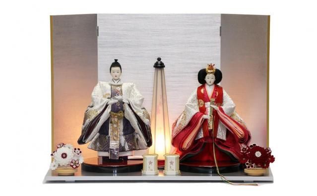 好光人形 十番 立雛親王飾り 段織 鶴 「鳴くなる鶴の暁の声」