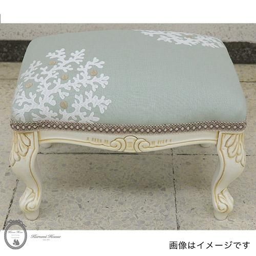 リネンサンゴ 【アイスブルー×ホワイト】ウッドスツール★送料別★オーダー製品
