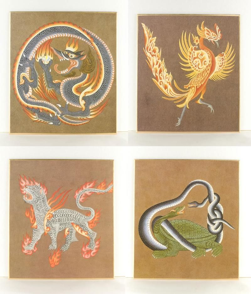 原画　龍　四神　動物画　絵画　アクリル画　現代アート　細密画　一点物　手描き 四神青龍 | Libli-Art