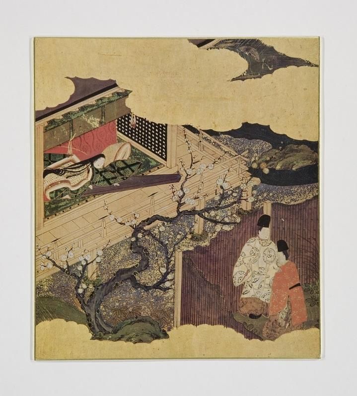 色紙〈源氏物語図屏風 末摘花〉土佐一得 色紙〈源氏物語図屏風 末摘花〉土佐一得
