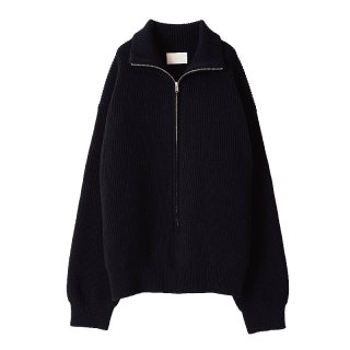 3/4 FRONT ZIP HIGHNECK RIB SWEATER