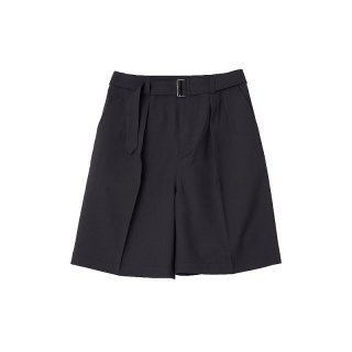 2PLEATED BELTED WIDE SHORTS