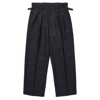 MELANGE CHAIN TWILL TUCKED TROUSERS