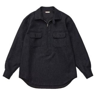 MELANGE CHAIN TWILL ZIP UP SHIRT