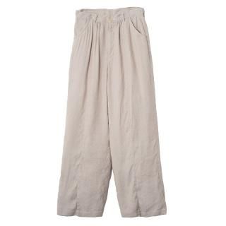 LINEN ACETATE FRONT GATHER WIDE TROUSERS
