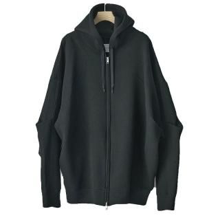 COTTON DOUBLE KNIT TUCKED ZIP HOOD