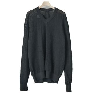 SHEER LIGHT KNIT V NECK LS