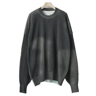 DISCOLORATION RIB KNIT LS