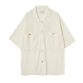 COTTON SHEER KNIT OPEN COLLAR SHIRT