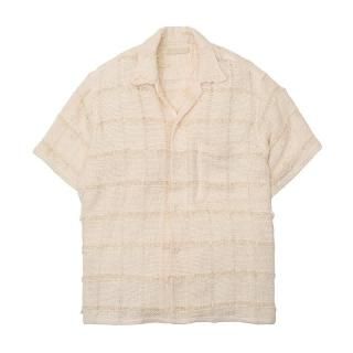 FRINGE CHECK TWEED OPEN COLLAR SH