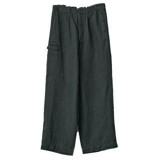 HEAVY LINEN HERRINGBONE WIDE EASY TROUSERS