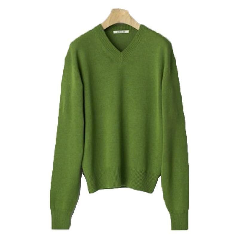 【希少カシミヤ混】AURALEEオーラリー カシミヤウールVネックリブニット1 希少カシミヤ混】AURALEEオーラリー カシミヤウールVネック