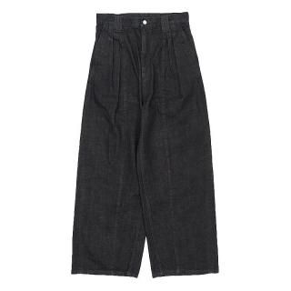 DENIM 3PLEATED WIDE LEG TROUSERS