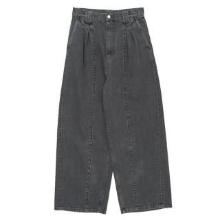 VINTAGE WASH DENIM 3PLEATED WIDE TROUSER