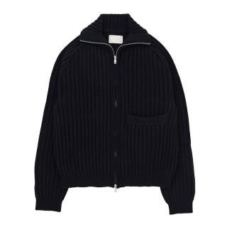 WIDE RIB HIGHNECK ZIP CARDIGAN