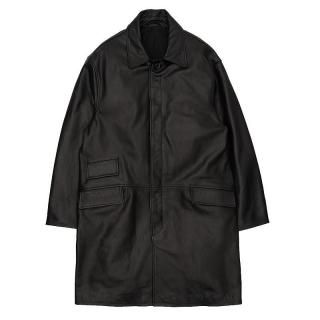 LEATHER BALMACAAN COAT
