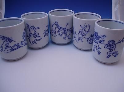 美品★【清水焼 岩華窯】鳥獣戯画　3個セット　どんぶり　丼　和食器　器　J 美品☆【清水焼 岩華窯】鳥獣戯画 3個セット どんぶり 丼 和食器