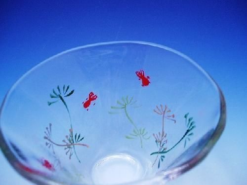 京絵付け手描きガラス金魚絵小鉢 - 京都祇園の和食器・清水焼の