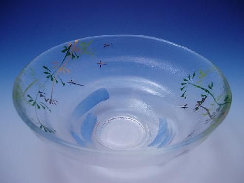 京絵付け手描きガラスめだか抹茶碗 - 京都祇園の和食器・清水焼の