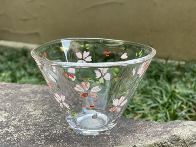 京絵付け手描きガラス桜小鉢