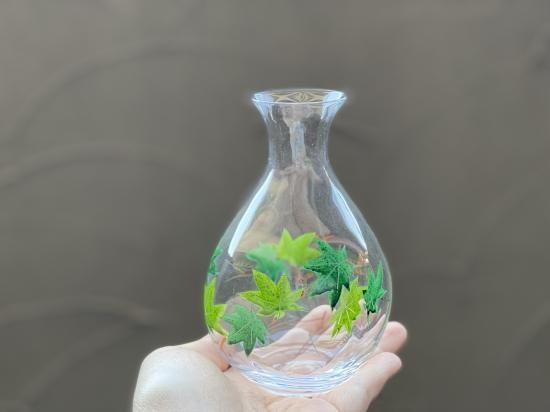 京絵付け手描きガラス青もみじ徳利 - 京都祇園の和食器・清水焼の