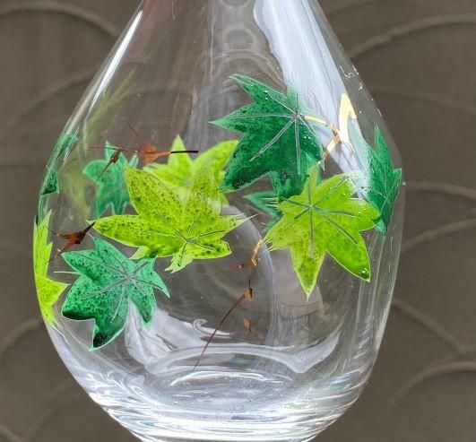 京絵付け手描きガラス青もみじ徳利 - 京都祇園の和食器・清水焼の