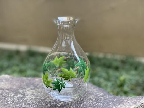 京絵付け手描きガラス青もみじ徳利 - 京都祇園の和食器・清水焼の