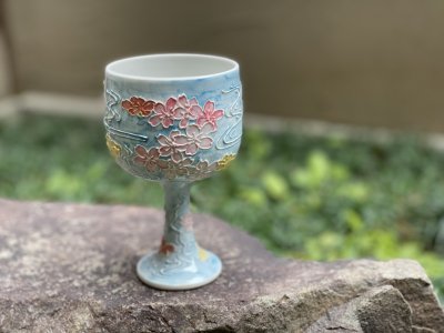 桜流水ワイングラス