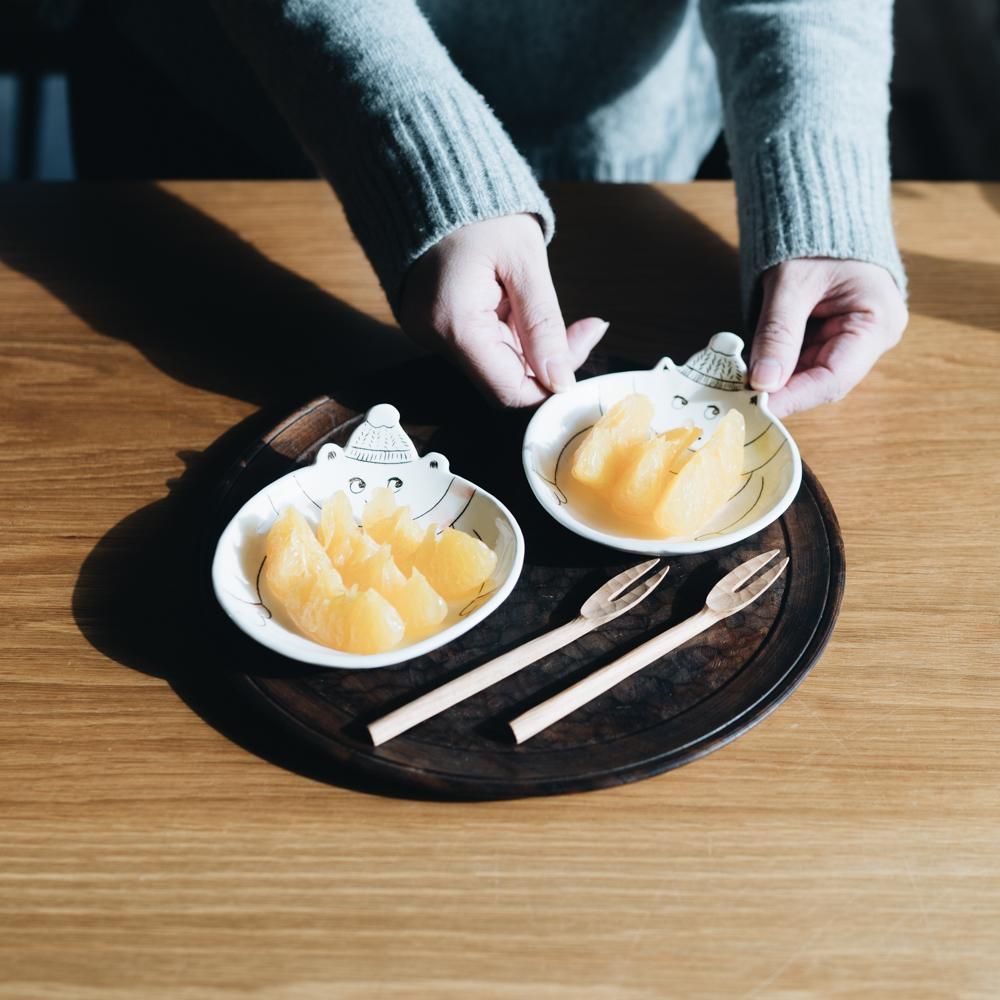 丸山仁未 冬支度の小皿(ねこ) 黄