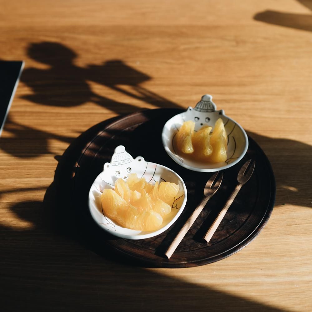 丸山仁未 冬支度の小皿(くま) 赤