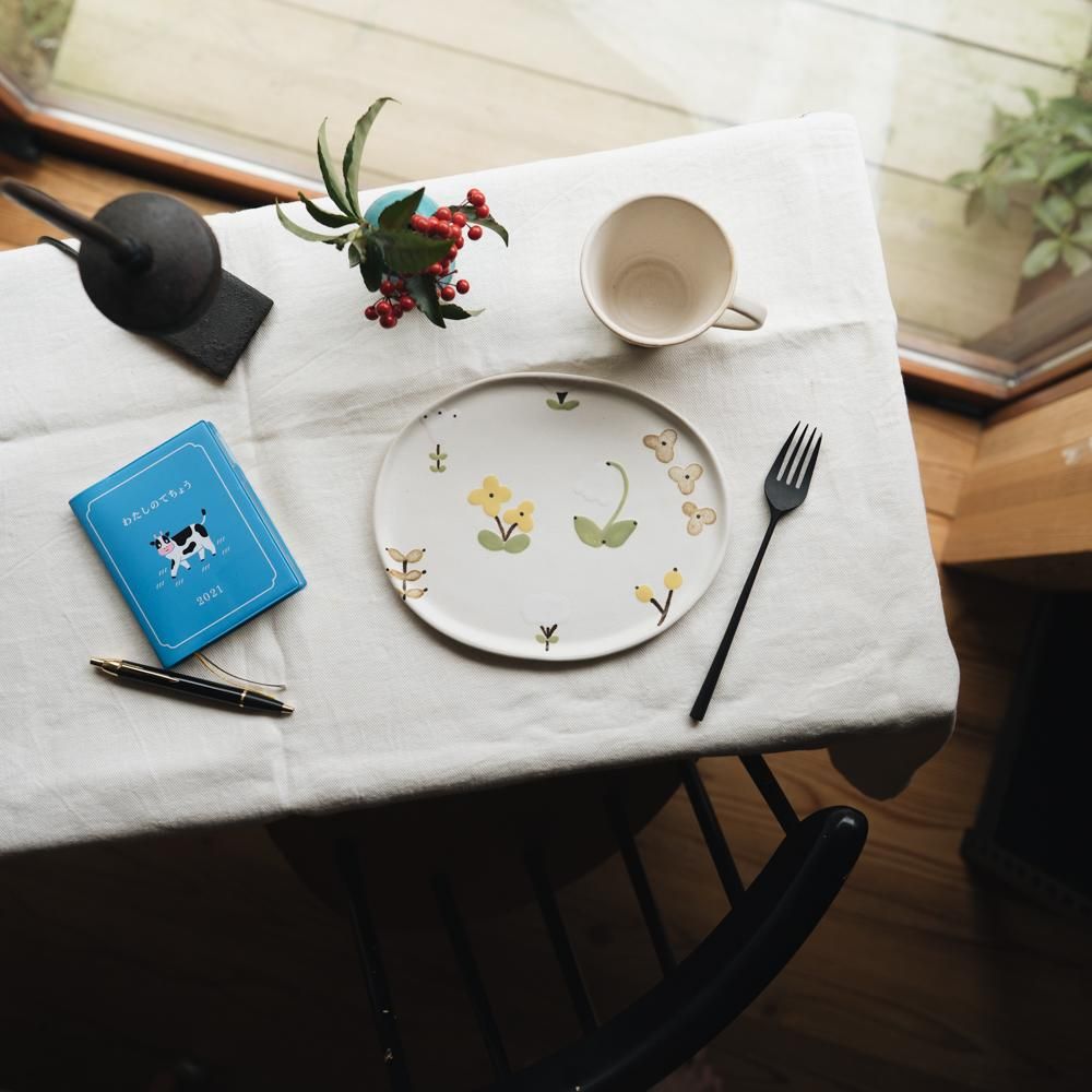 2021年2月20(土)18:00〜「くらしの中のイロドリ展」大田亜樹 板皿 (23cm) flower  お21