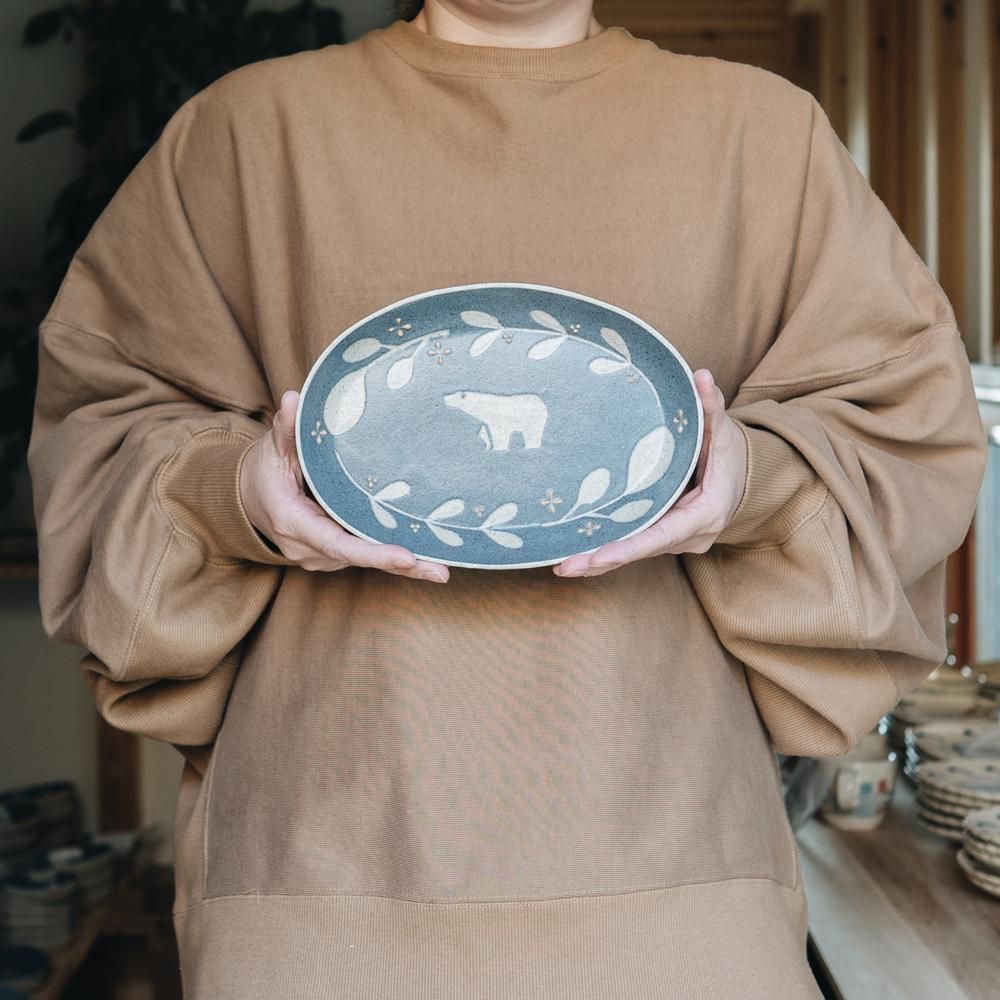 苔色工房 オーバル深皿凸 (2020年3月企画展) 1b