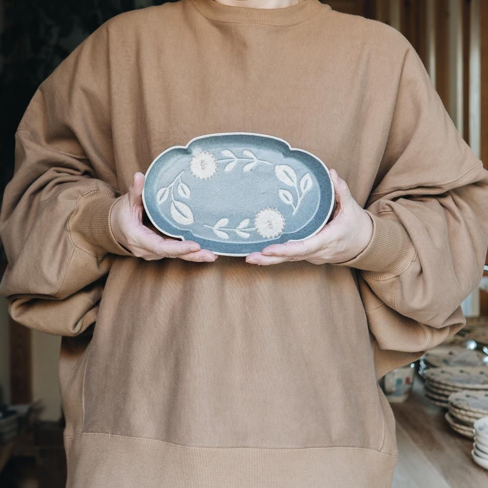 苔色工房 長よつは皿小凸(2020年3月企画展) 20a