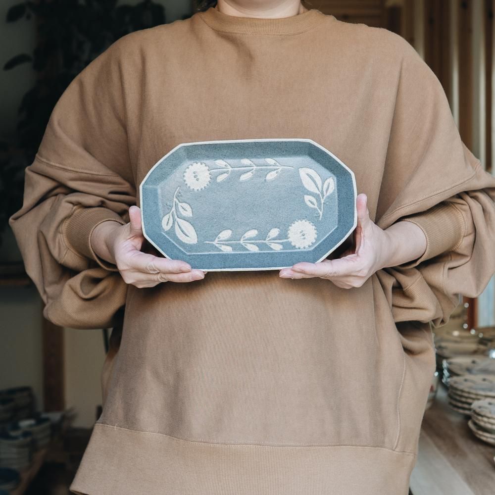 苔色工房 長八角皿凸(2020年3月企画展) 23e