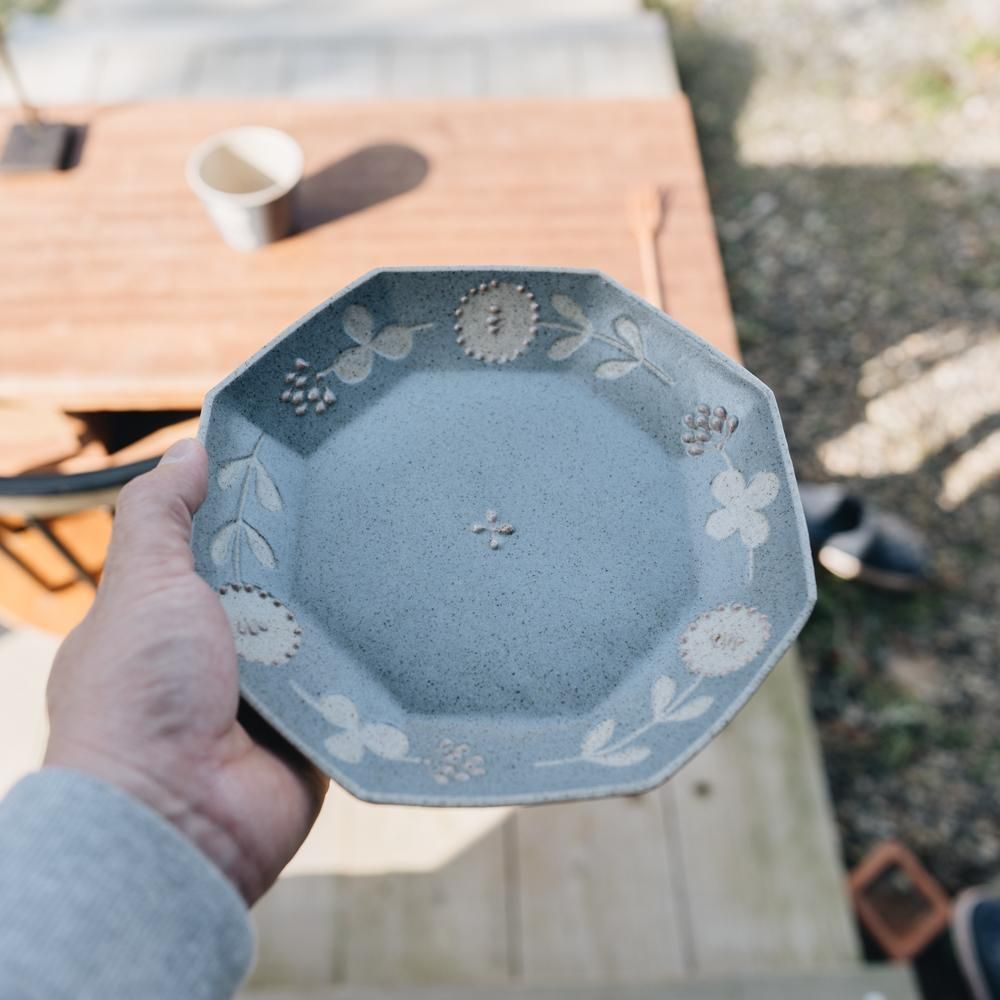 苔色工房 八角皿凸(2020年3月企画展) 27c