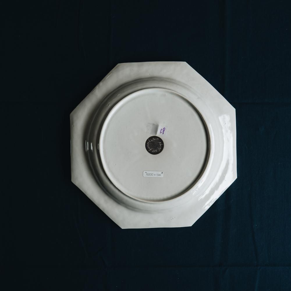 【2021年WEB個展】 阿部慎太朗 八角深皿9寸  (白ツヤ) φ25cm  (27)
