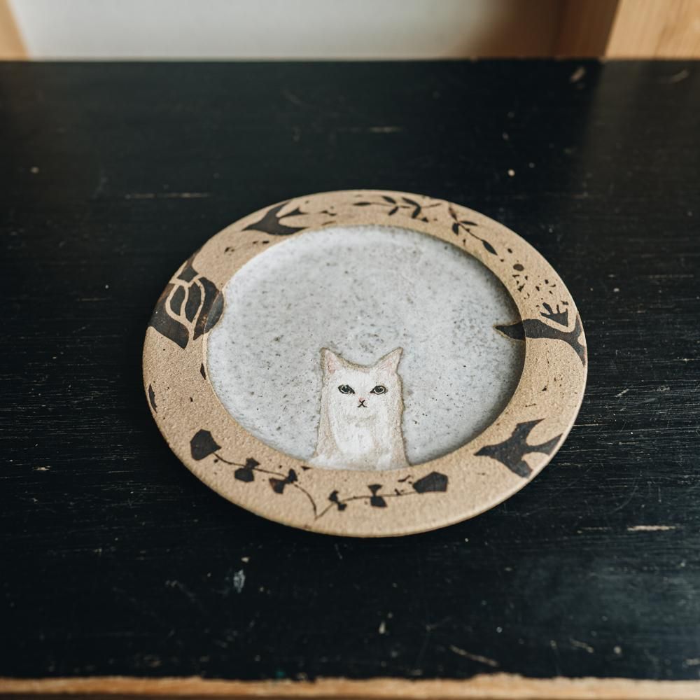 acnepotterystudio (2020年7月) 『 動物のプレート（猫）』 A28a