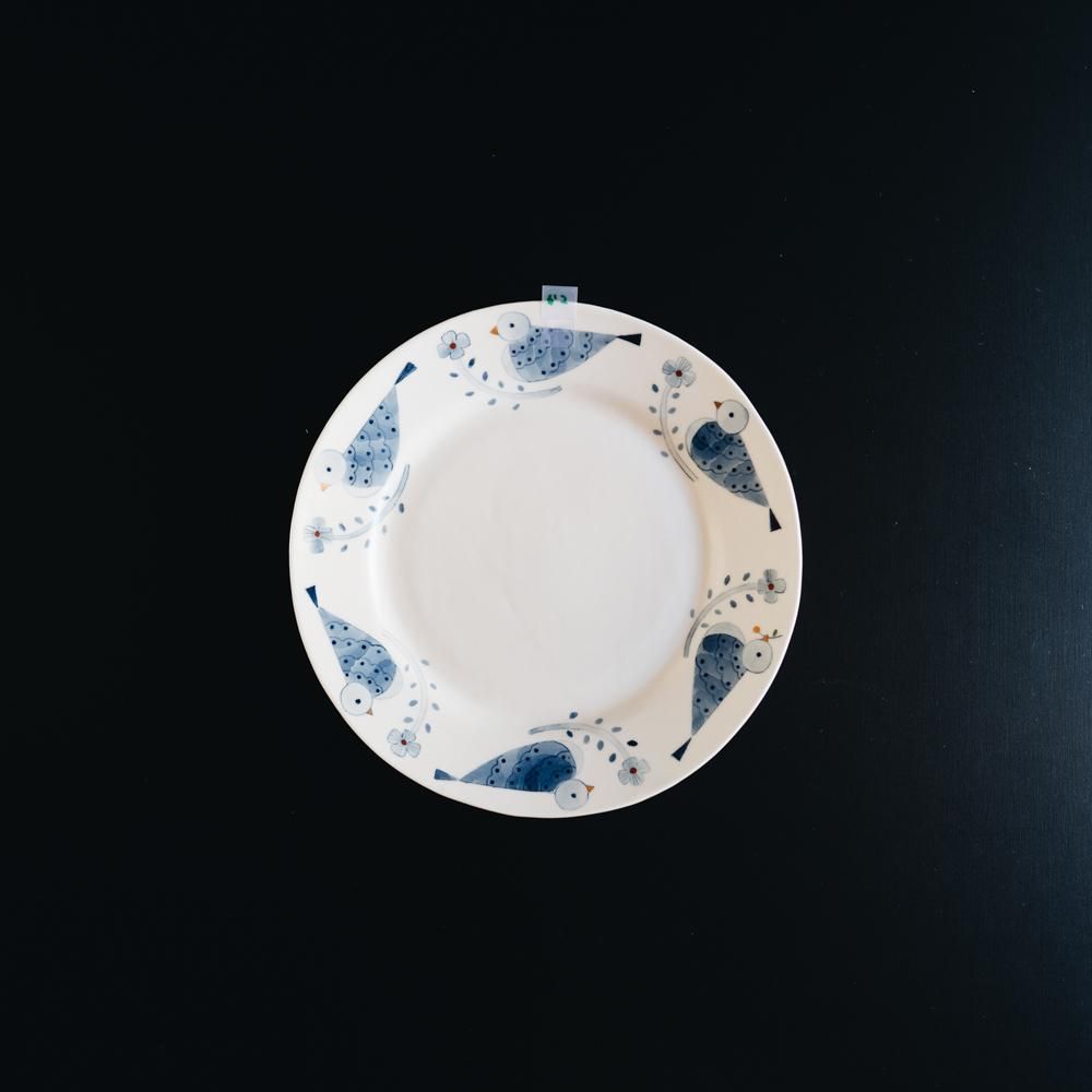 川原れもん 絵皿 ライオンと小鳥 陶芸作家作品 約19cm 川原れもん - 作家さんの器と暮らしにまつわる道具のお店
