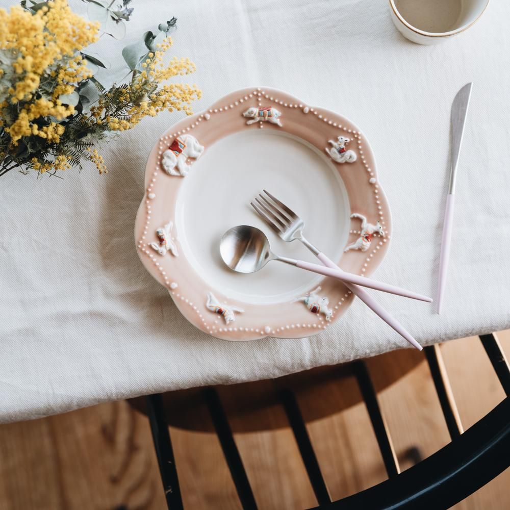 佐々木忍　メリーゴーランドプレート　ピンク 2021年3月) 佐々木忍 メリーゴーランド φ21cm ピンク S3 - 作家