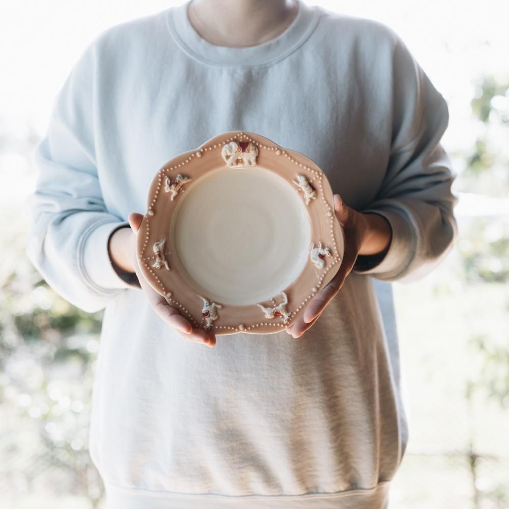 佐々木忍　メリーゴーランドプレート　ピンク 2021年3月) 佐々木忍 メリーゴーランド φ21cm ピンク S3 - 作家