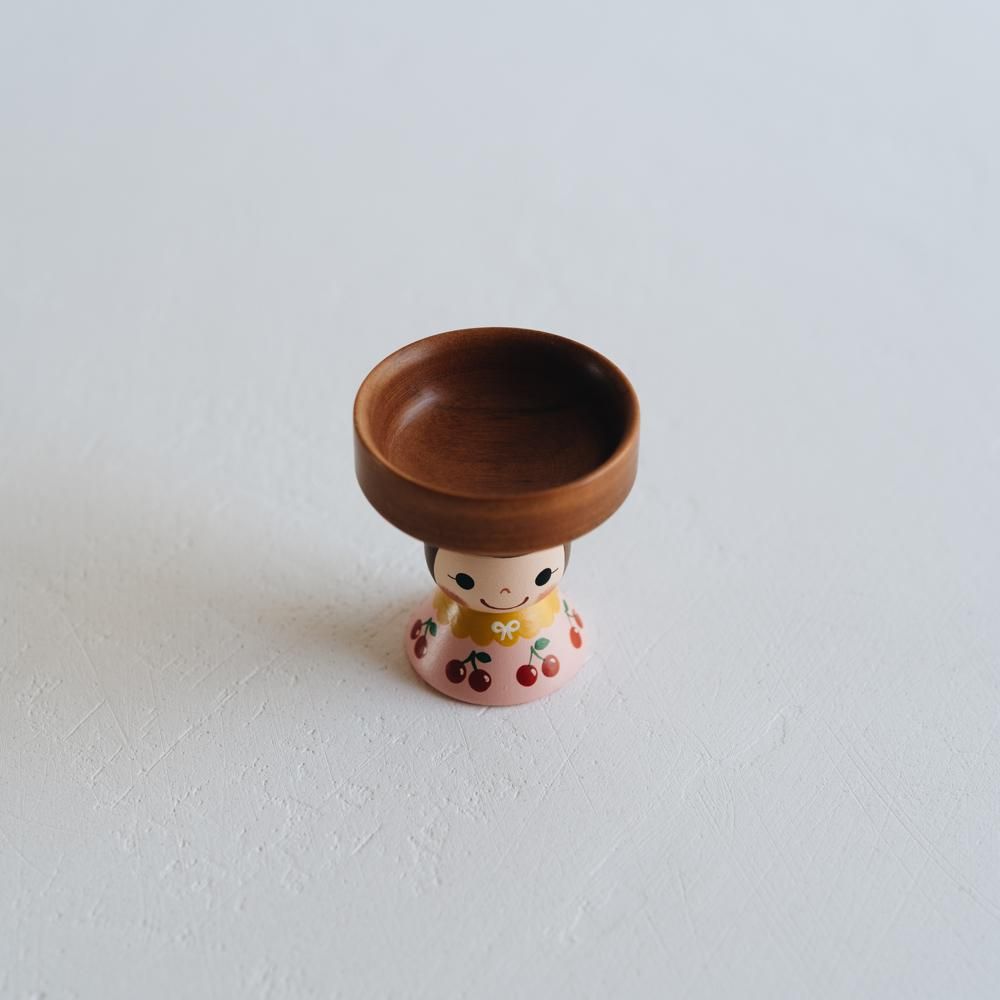 （抽選受付）木絵雑貨 まめ皿子(さくらんぼ) 皿濃いめ K7-1