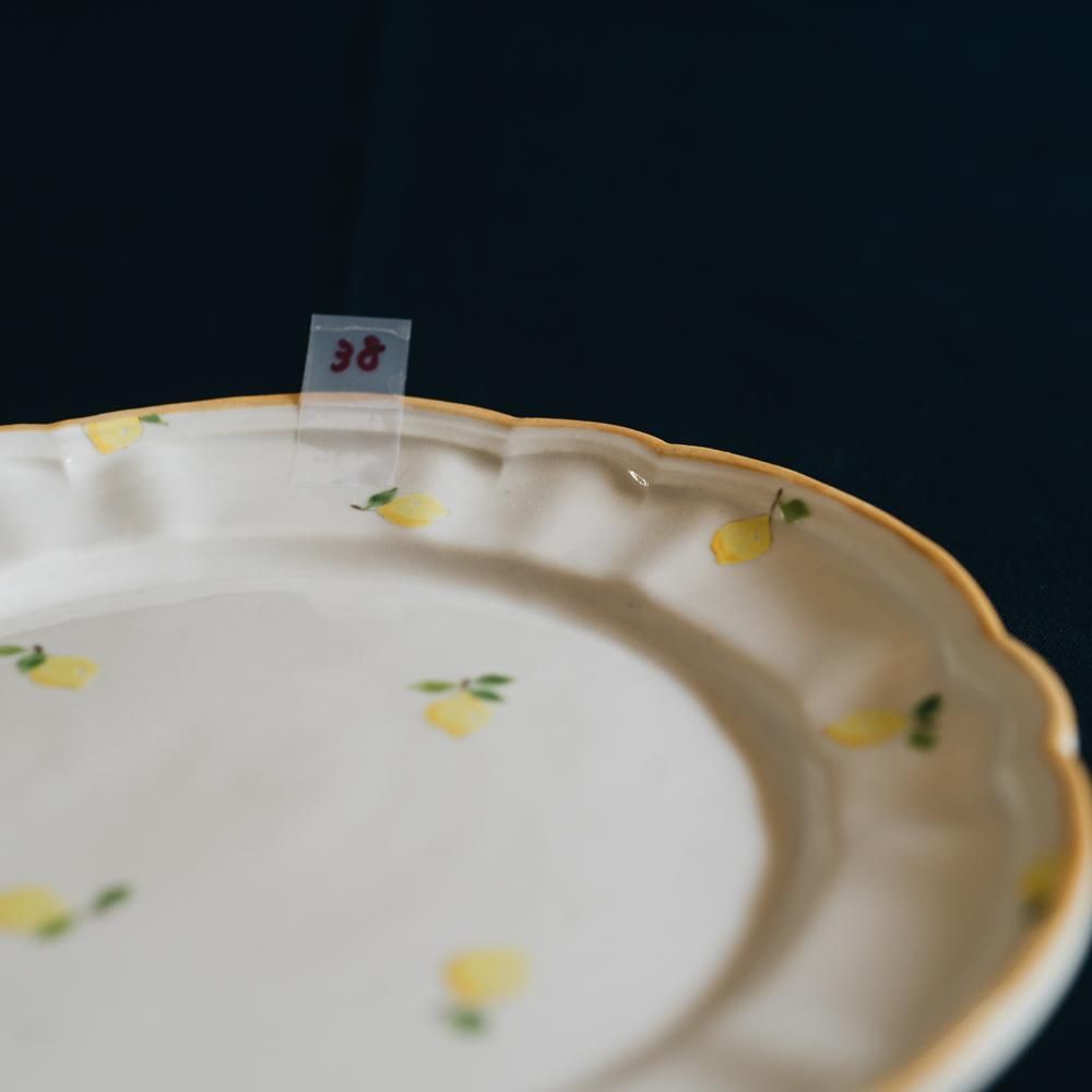 【2021年WEB個展】 阿部慎太朗 花形リム皿B 6寸  (檸檬) φ18cm (38)