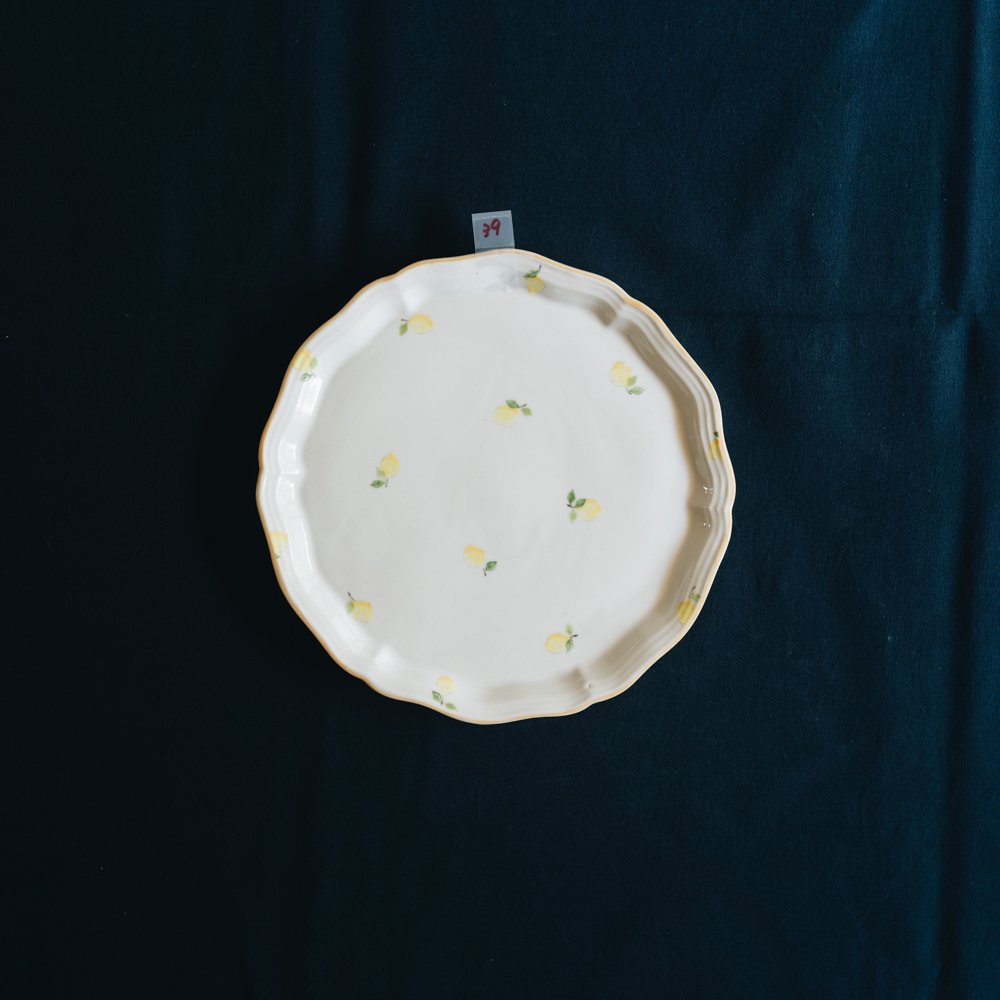 【2021年WEB個展】 阿部慎太朗 花形細リム皿 6寸  (檸檬) φ18cm (39)